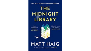 dark blue book cover the midnight library